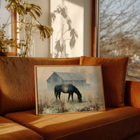 Grazing Horse, Foggy Farmstead