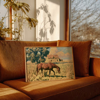 Grazing Horse at the Old Farmhouse