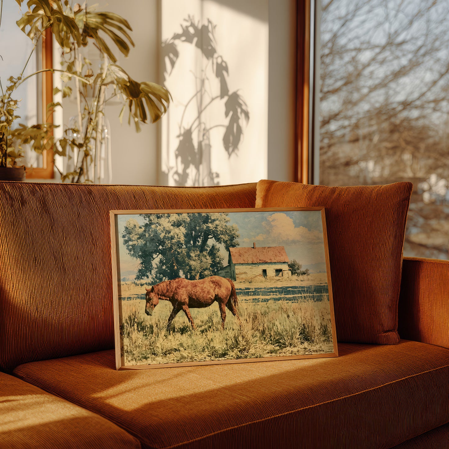 Chestnut Mare Beside the Old Homestead