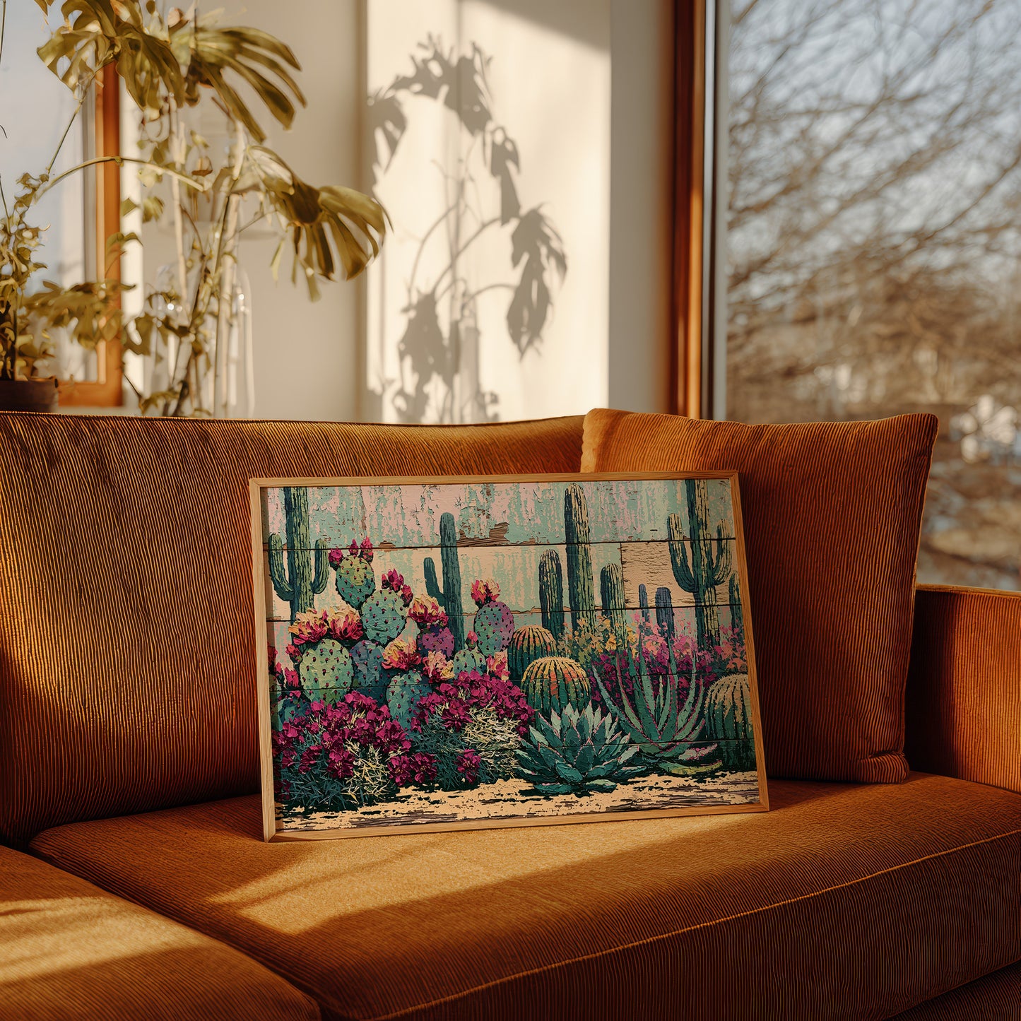 Blooming Prickly Pear Panels