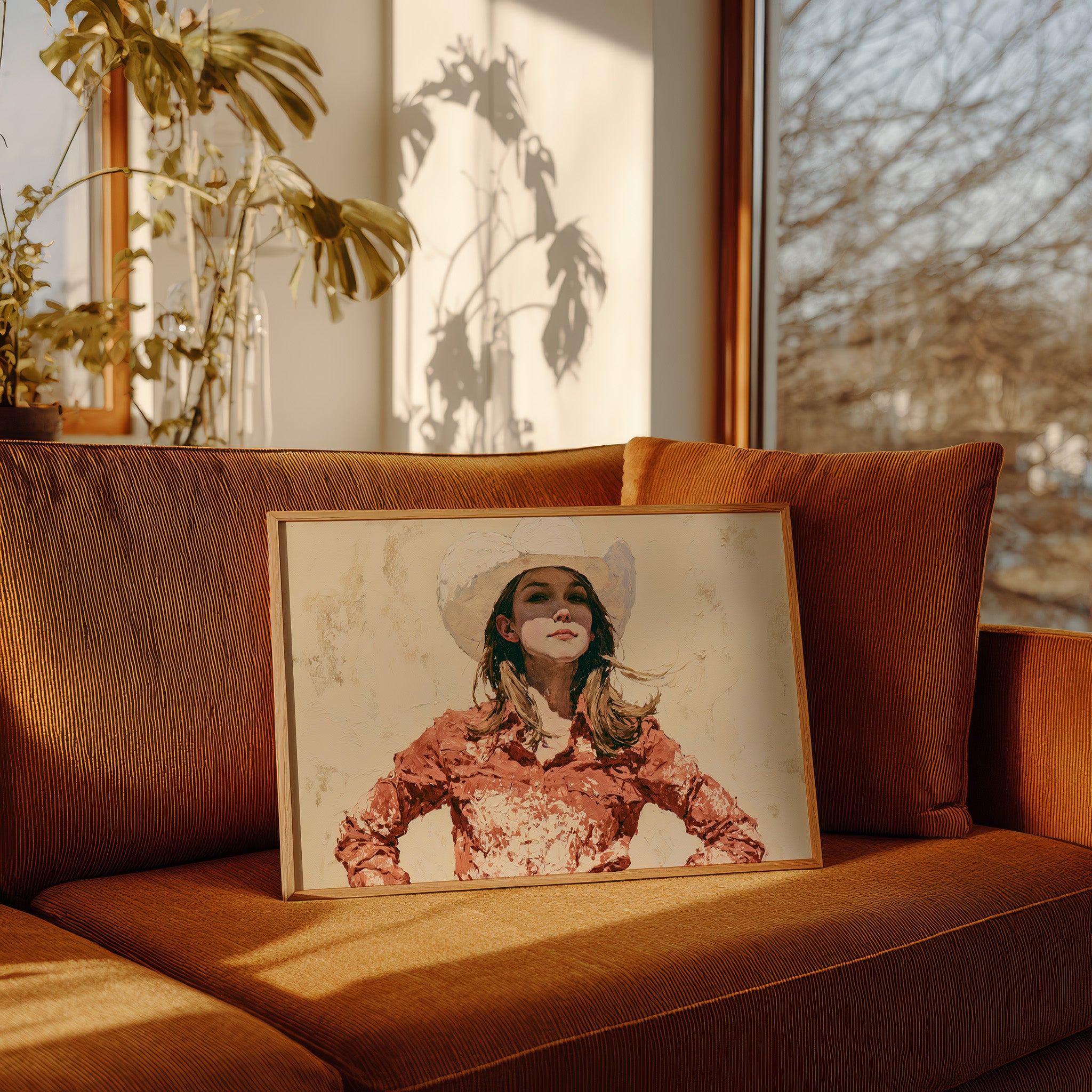 Confident Gaze, Coral Western Shirt