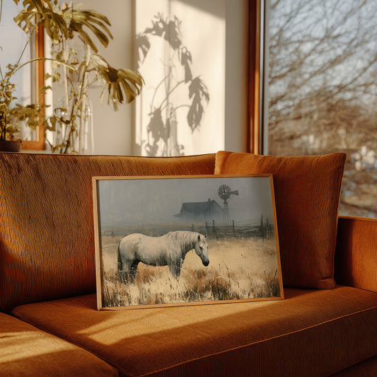 White Mare at the Windmill Farm