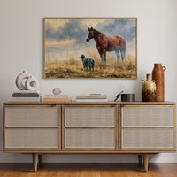 Bay Horse and Aussie Shepherd