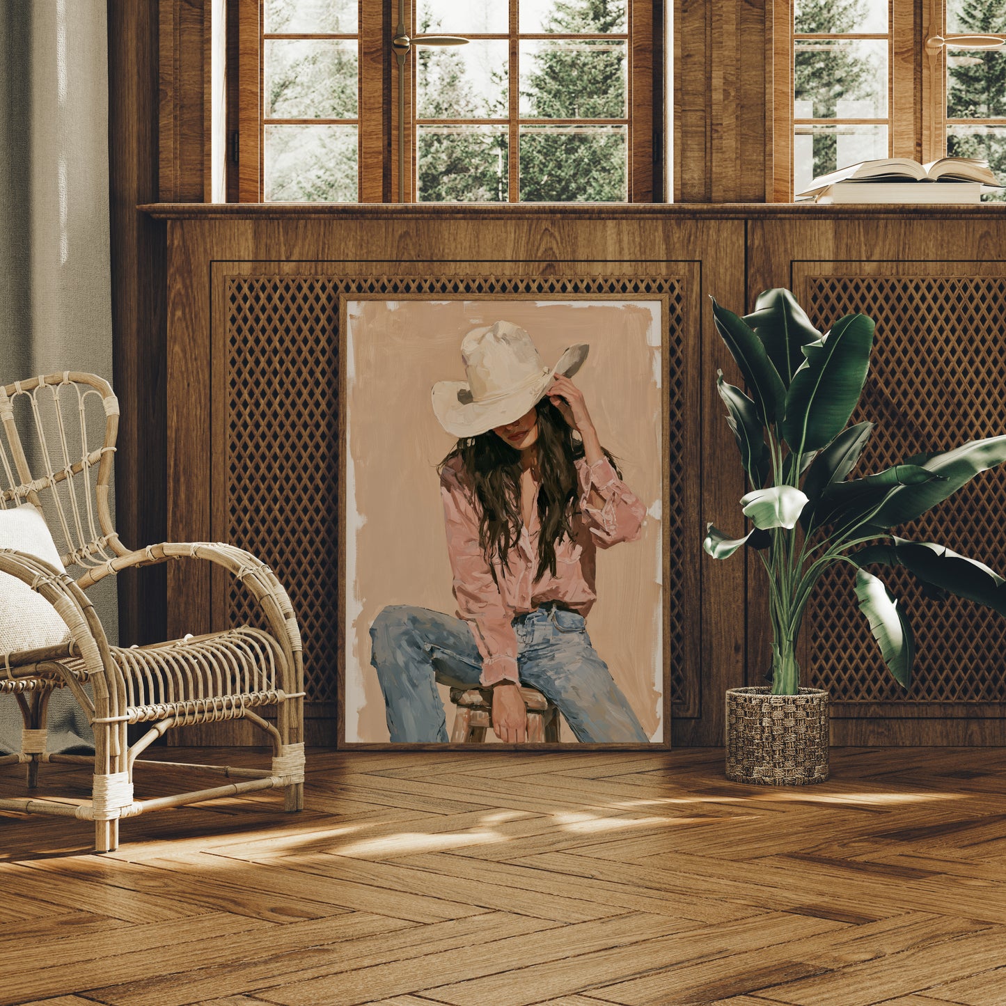 Seated in Blush and Denim