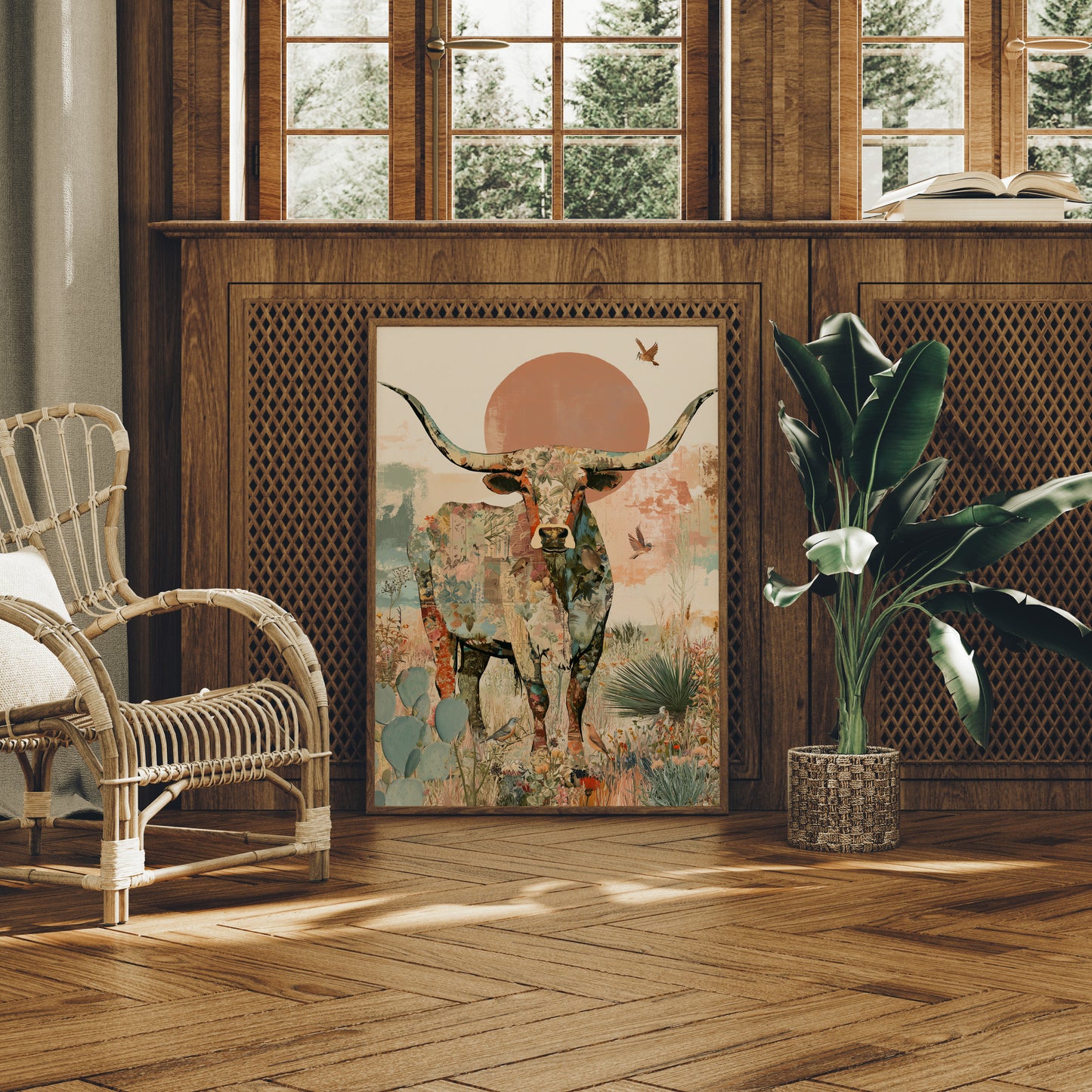 Longhorn Botanical Sunset Collage
