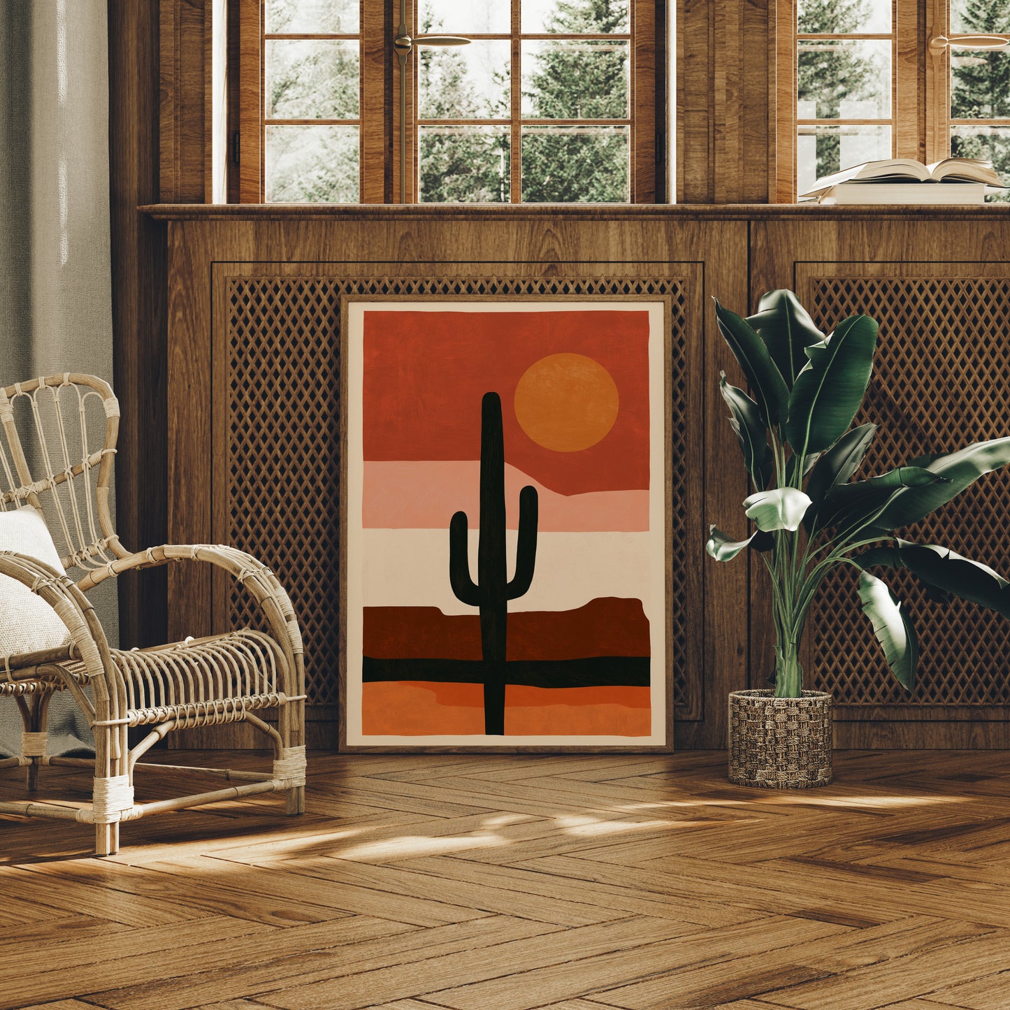 Minimalist Saguaro Sunset Silhouette