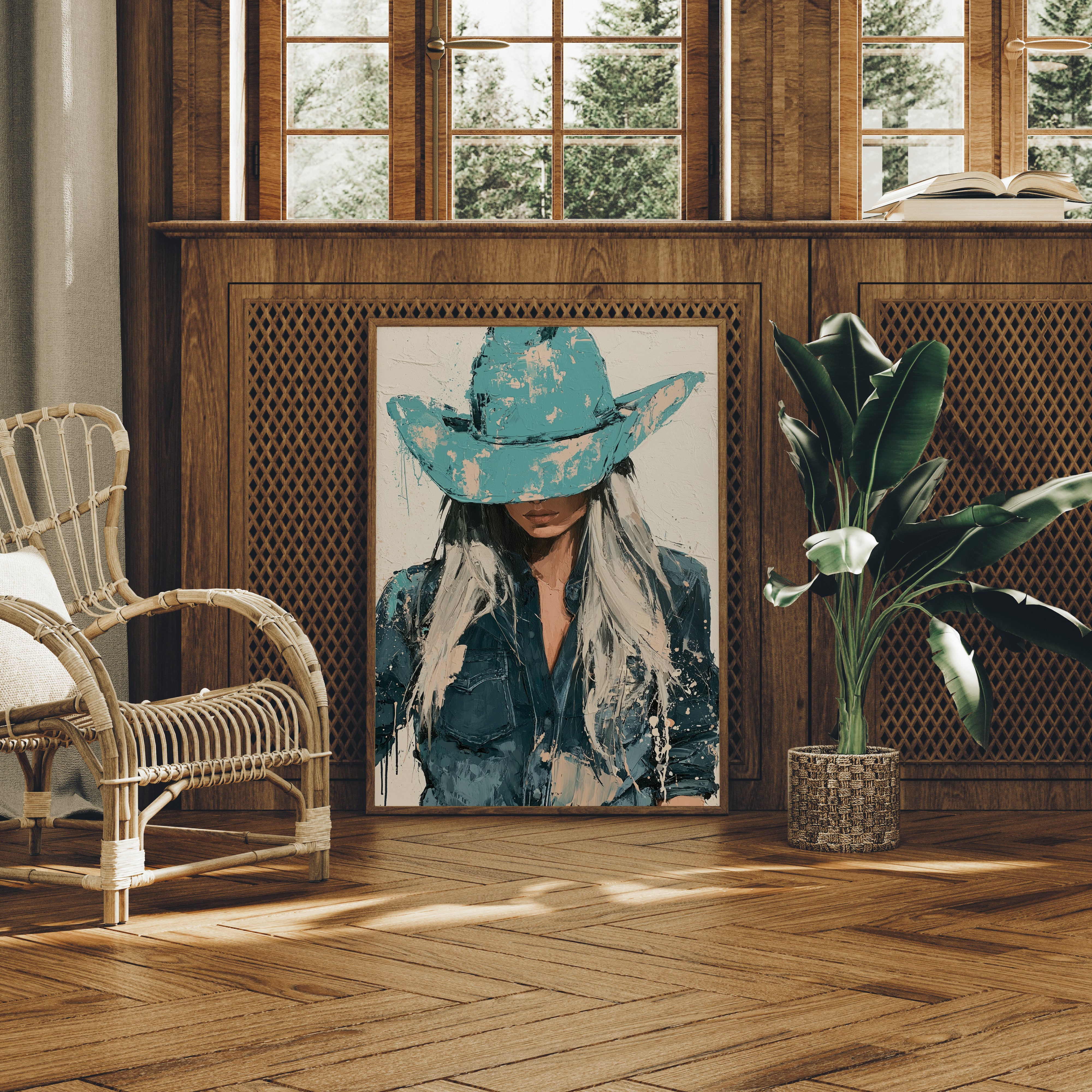 Turquoise Hat Cowgirl Portrait