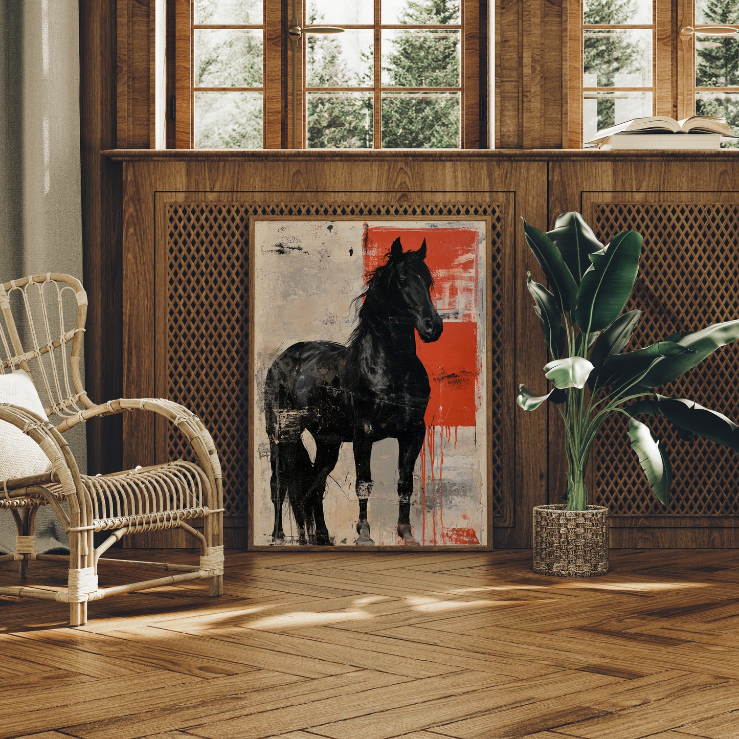 Black Stallion, Red Canvas