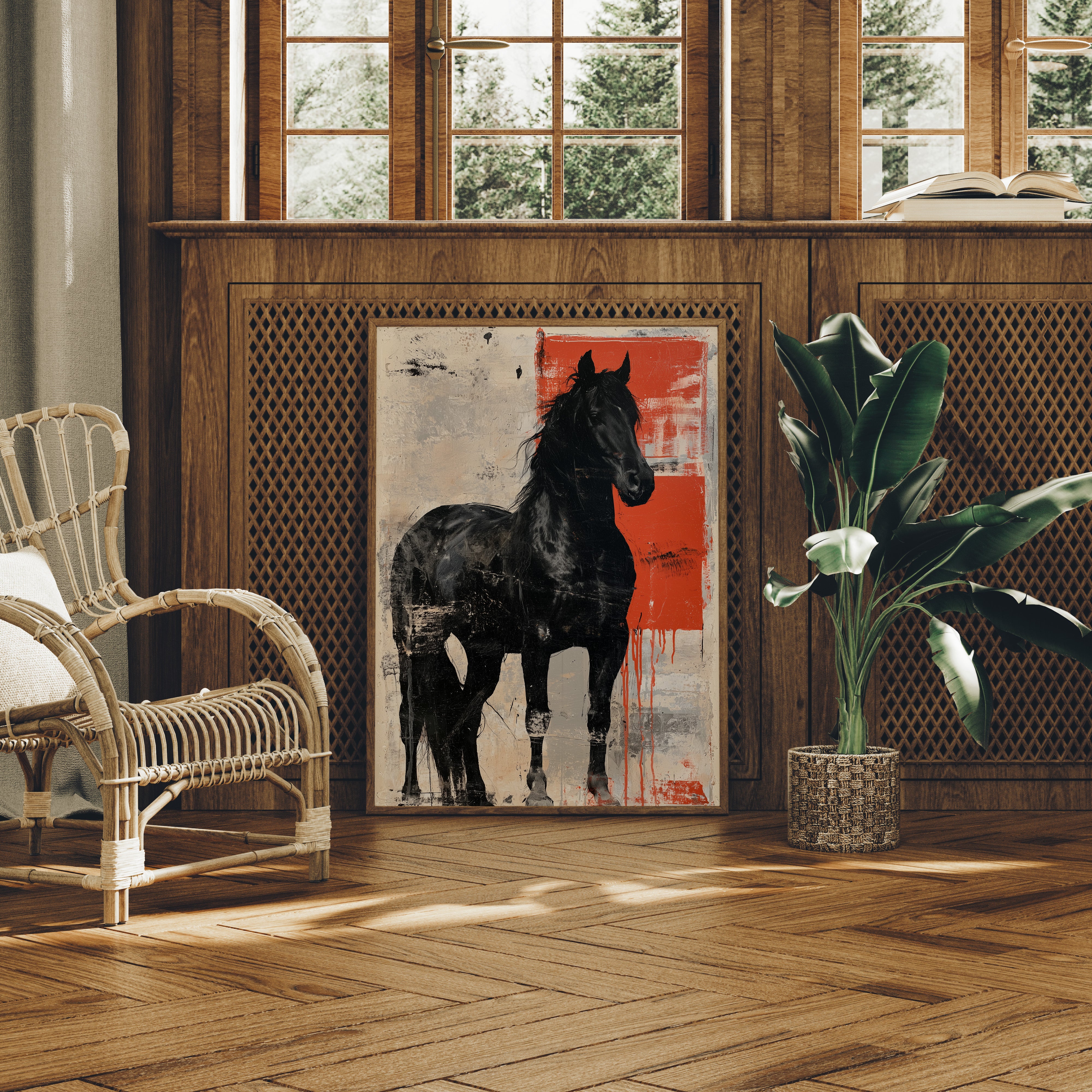 Black Stallion, Red Canvas
