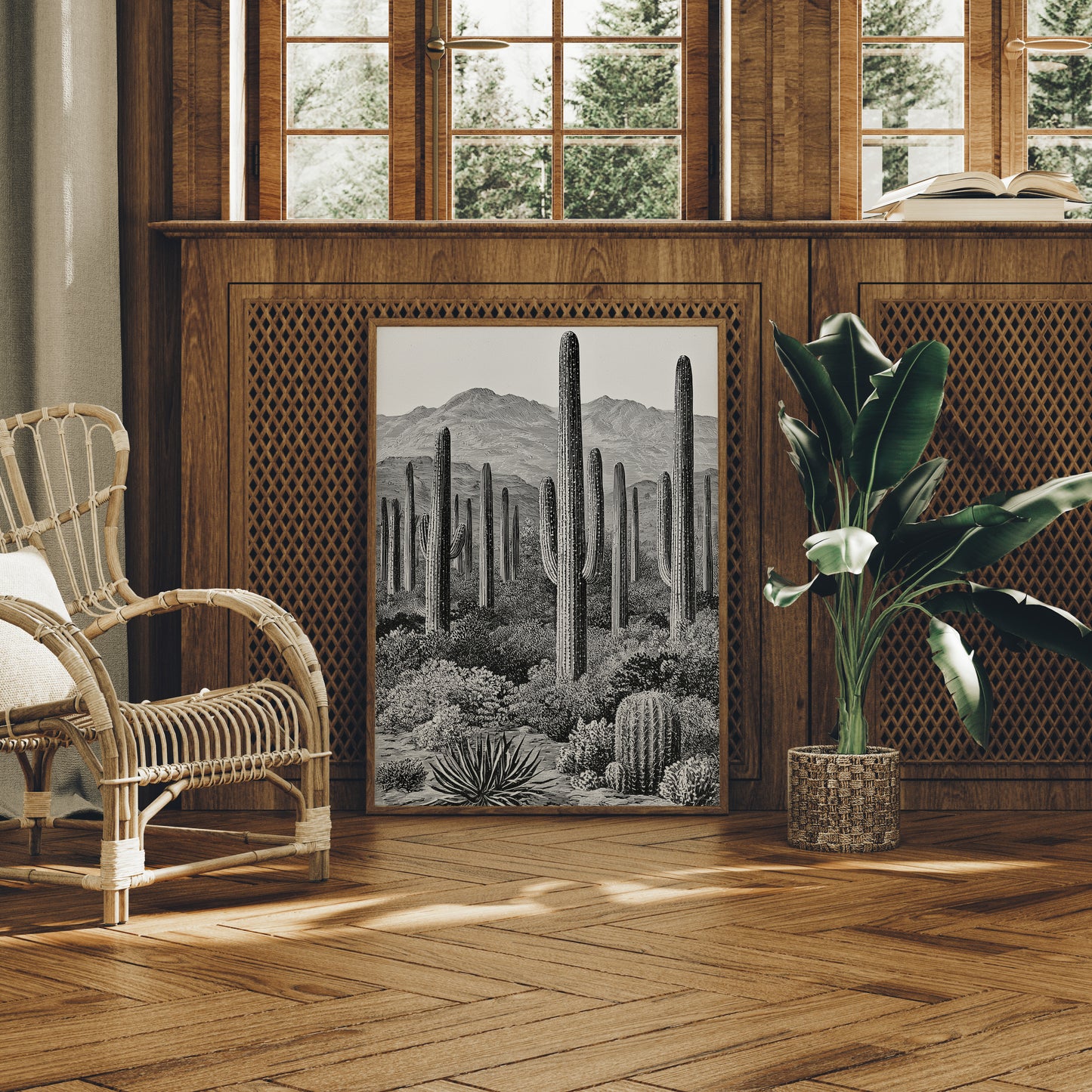 Saguaro Forest In Fine Line
