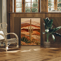 Saguaro In Wood Grain Layers