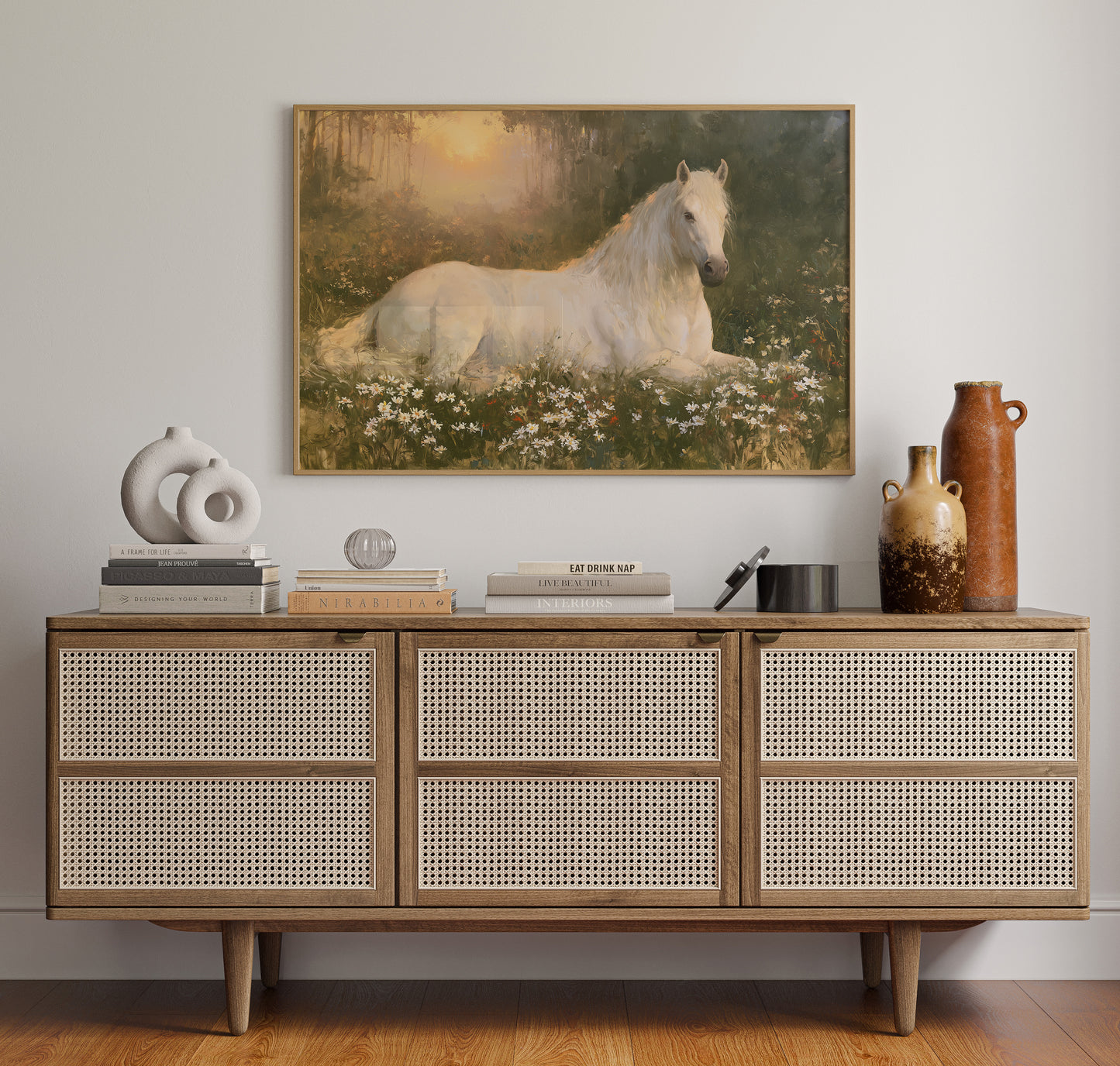 Daisies And A Quiet Horse