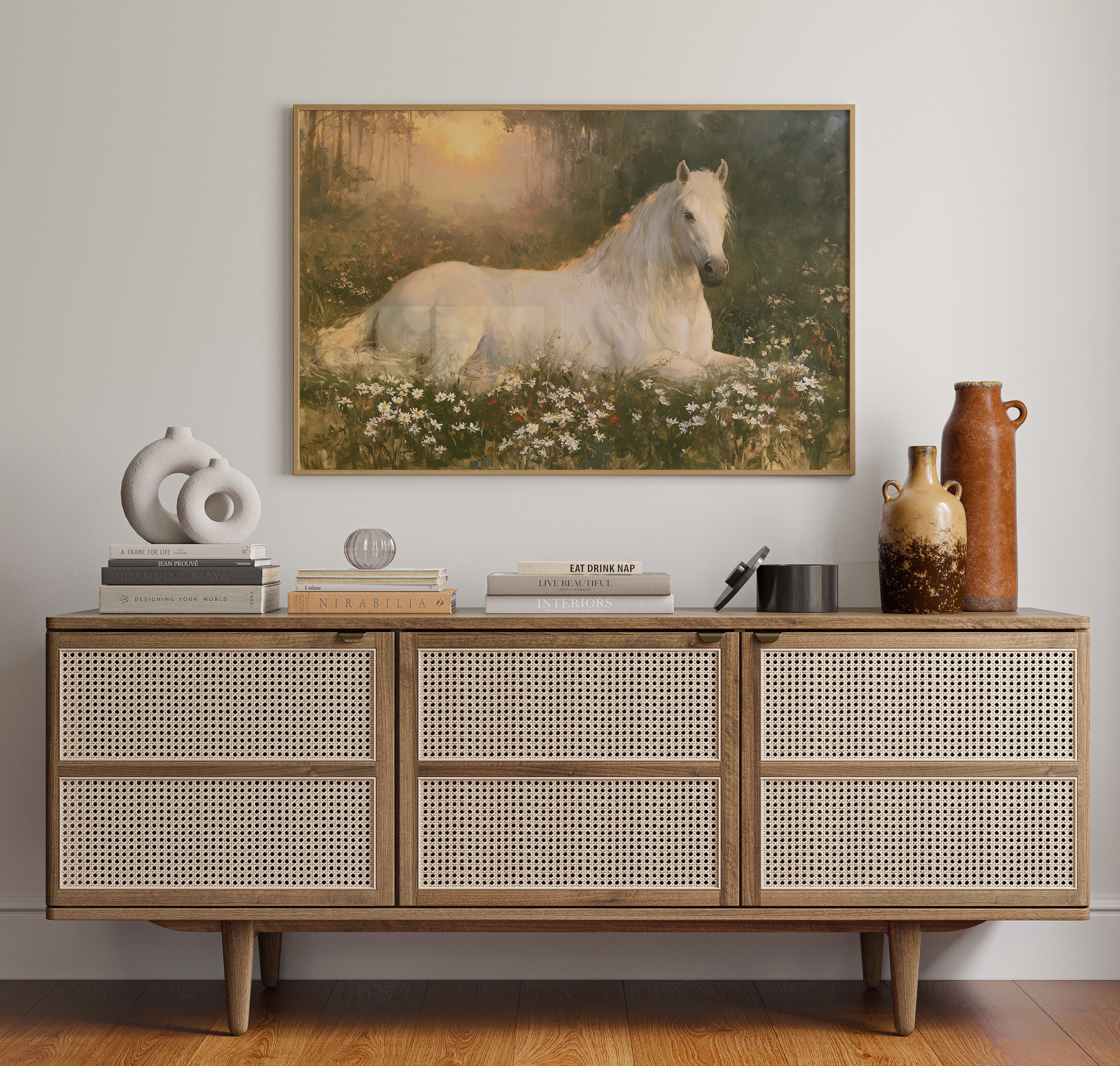 Daisies And A Quiet Horse