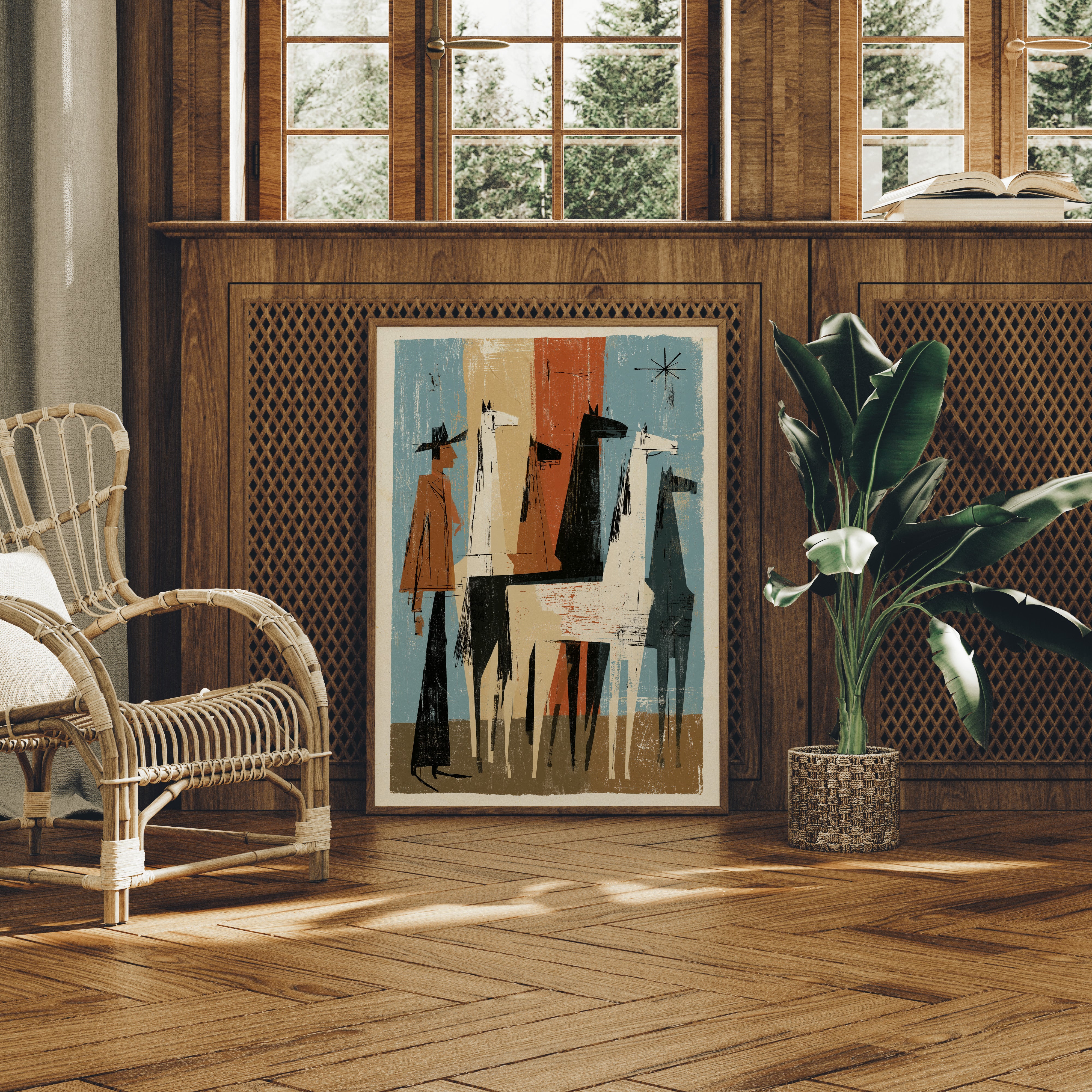 Herd Watcher Mid-Century Print