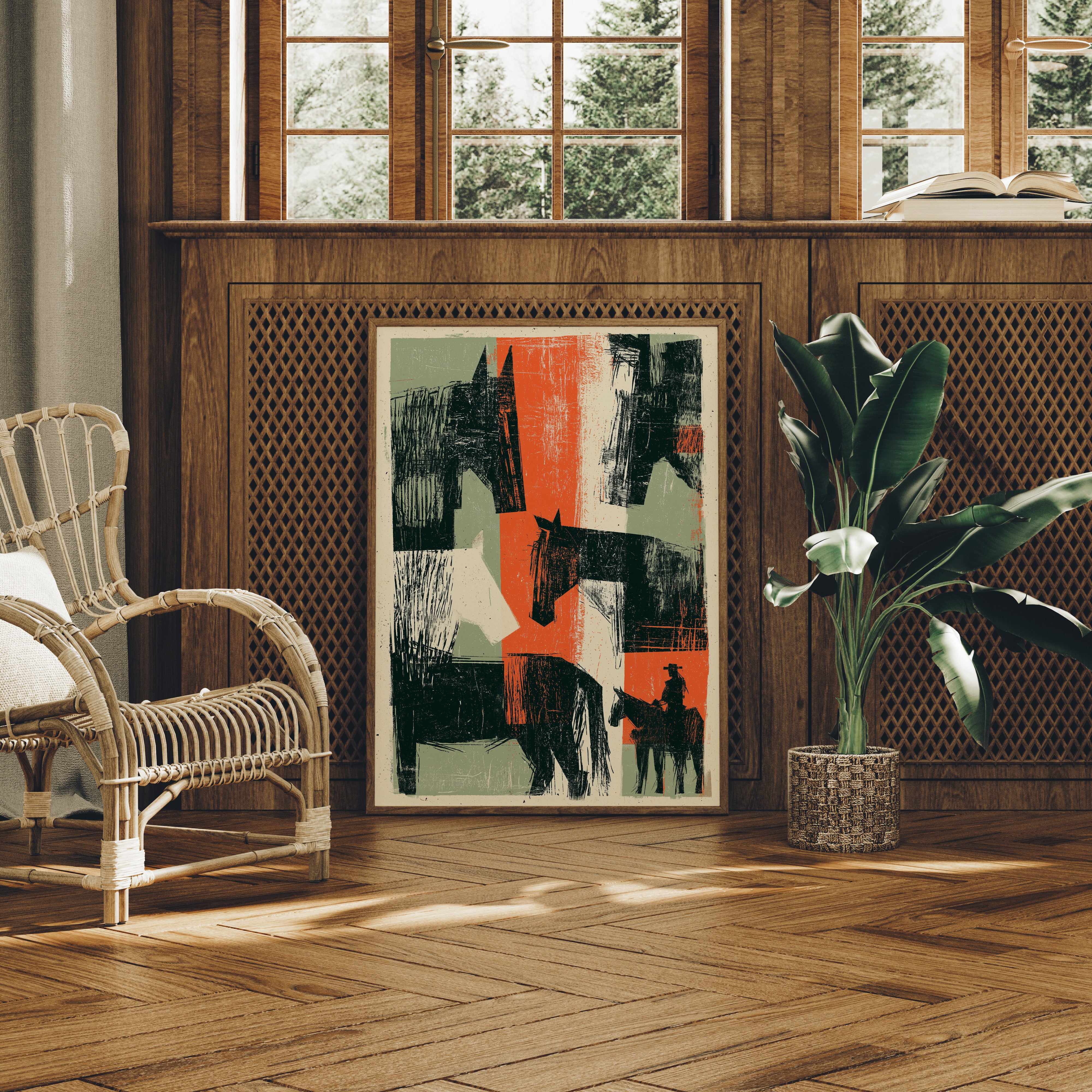 Abstract Rangeland Woodcut