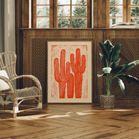 Saguaro Silhouette in Coral