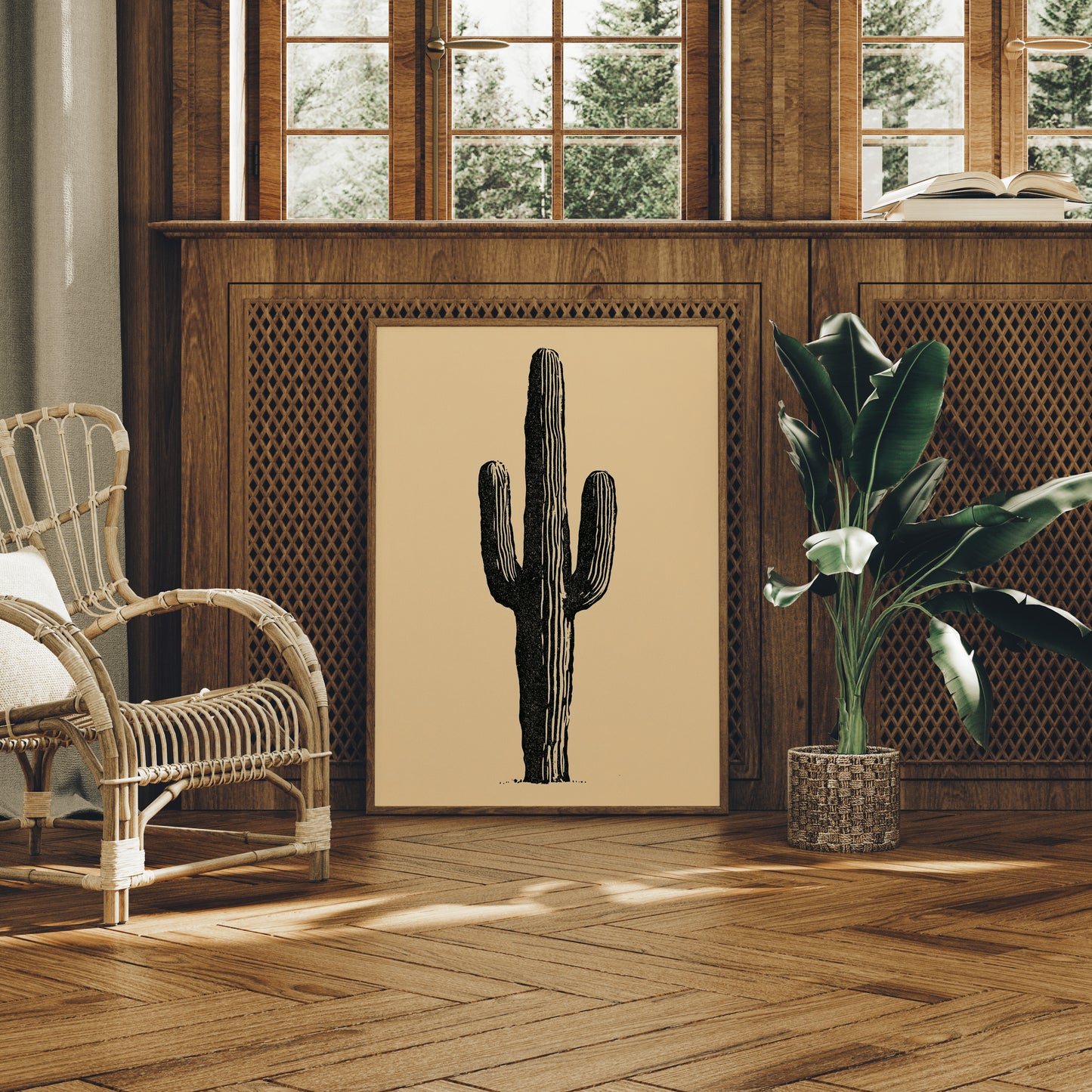 Solo Saguaro Block Print