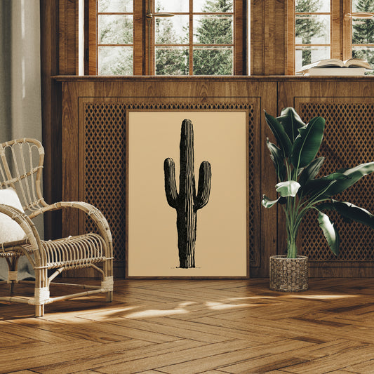 Solo Saguaro Block Print