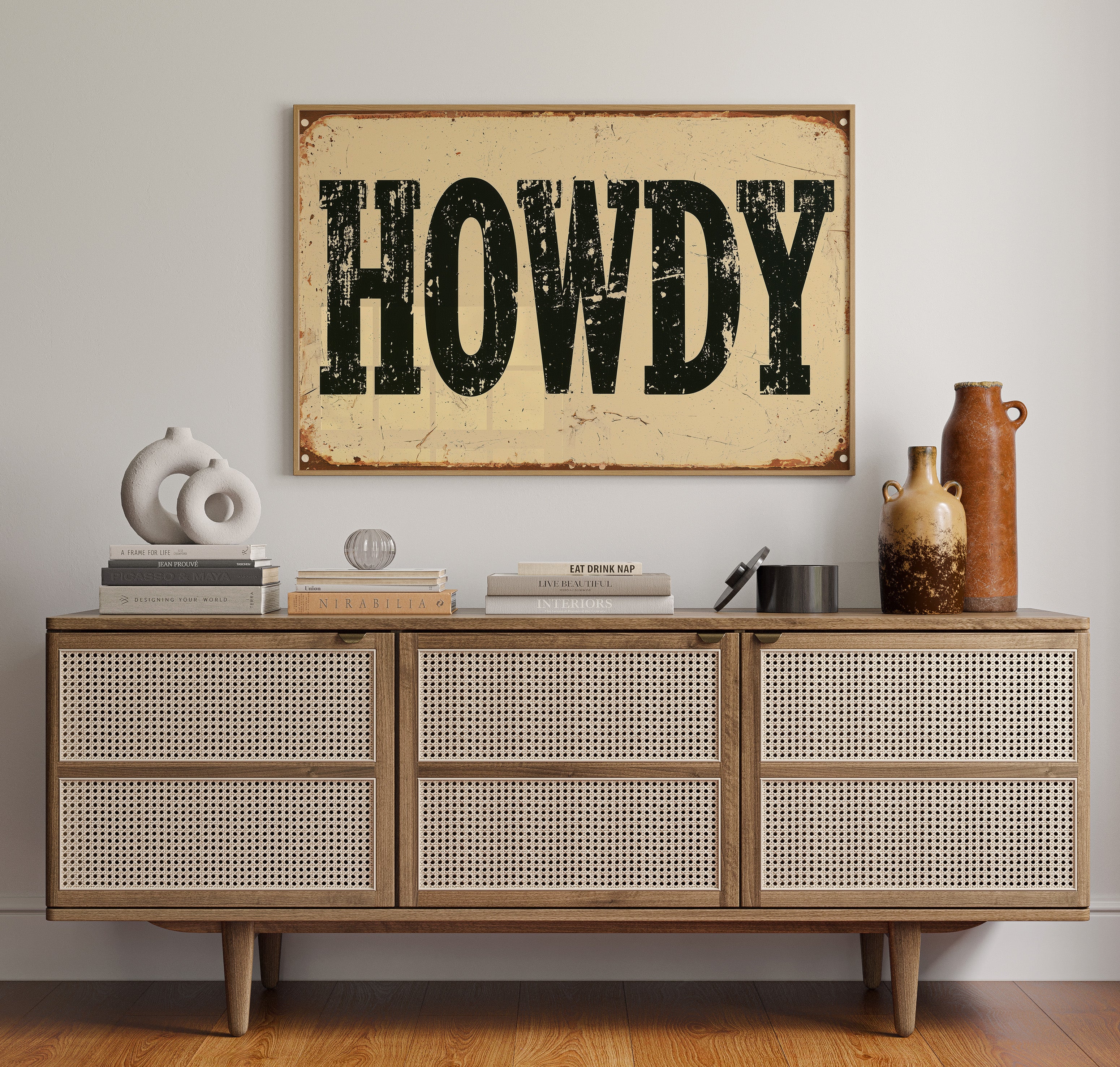 Howdy, Rusted Tin Sign