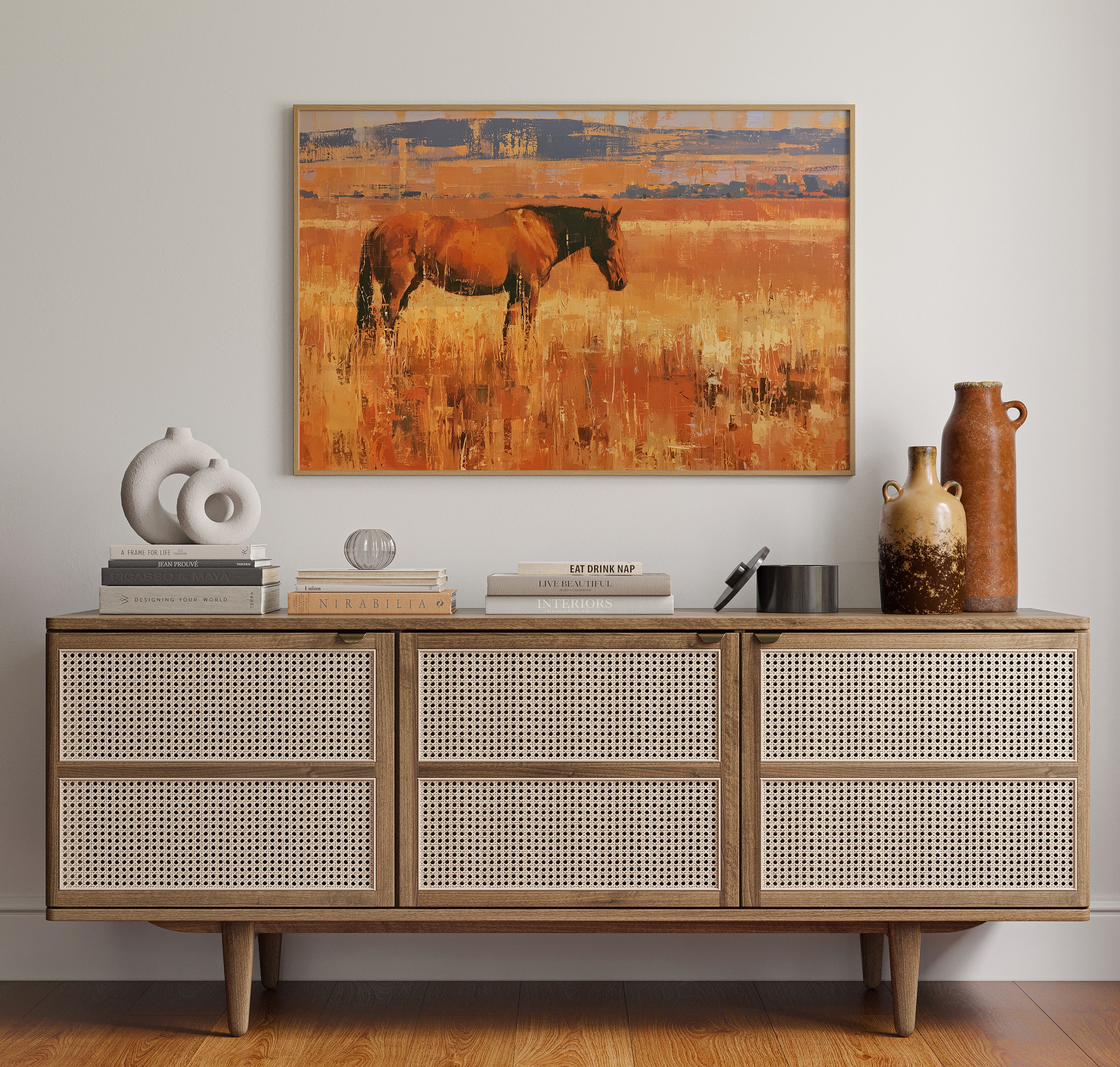 Bay Horse In Amber Grass