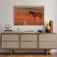 Grazing Horse, Crimson Dusk