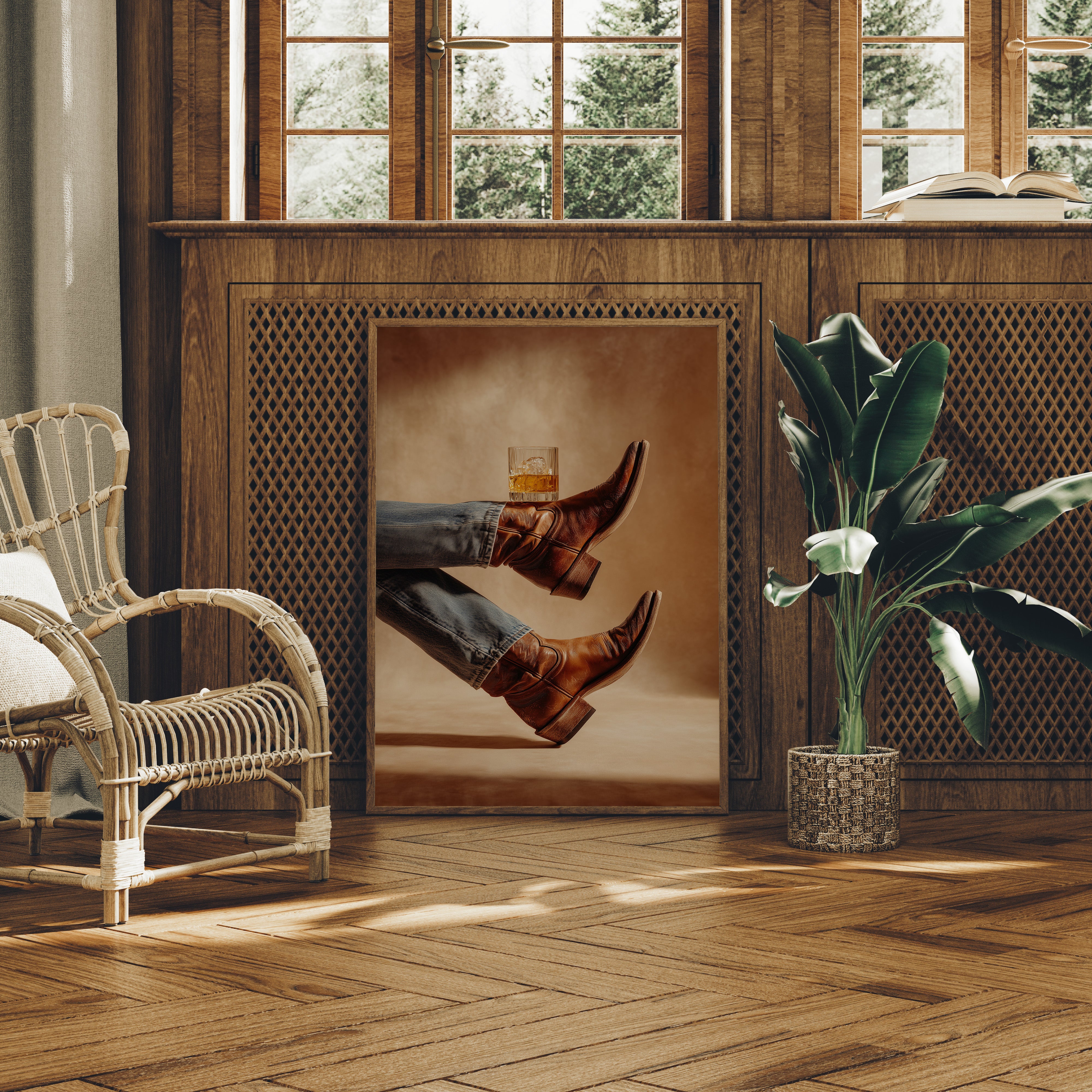Whiskey Rest On Worn Leather