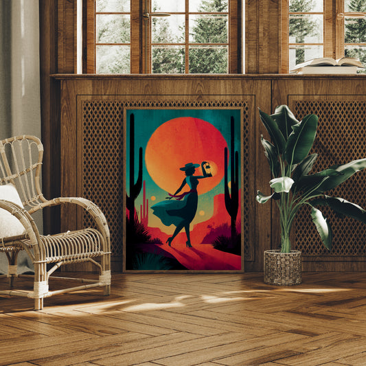 Lantern Lady At Desert Dusk