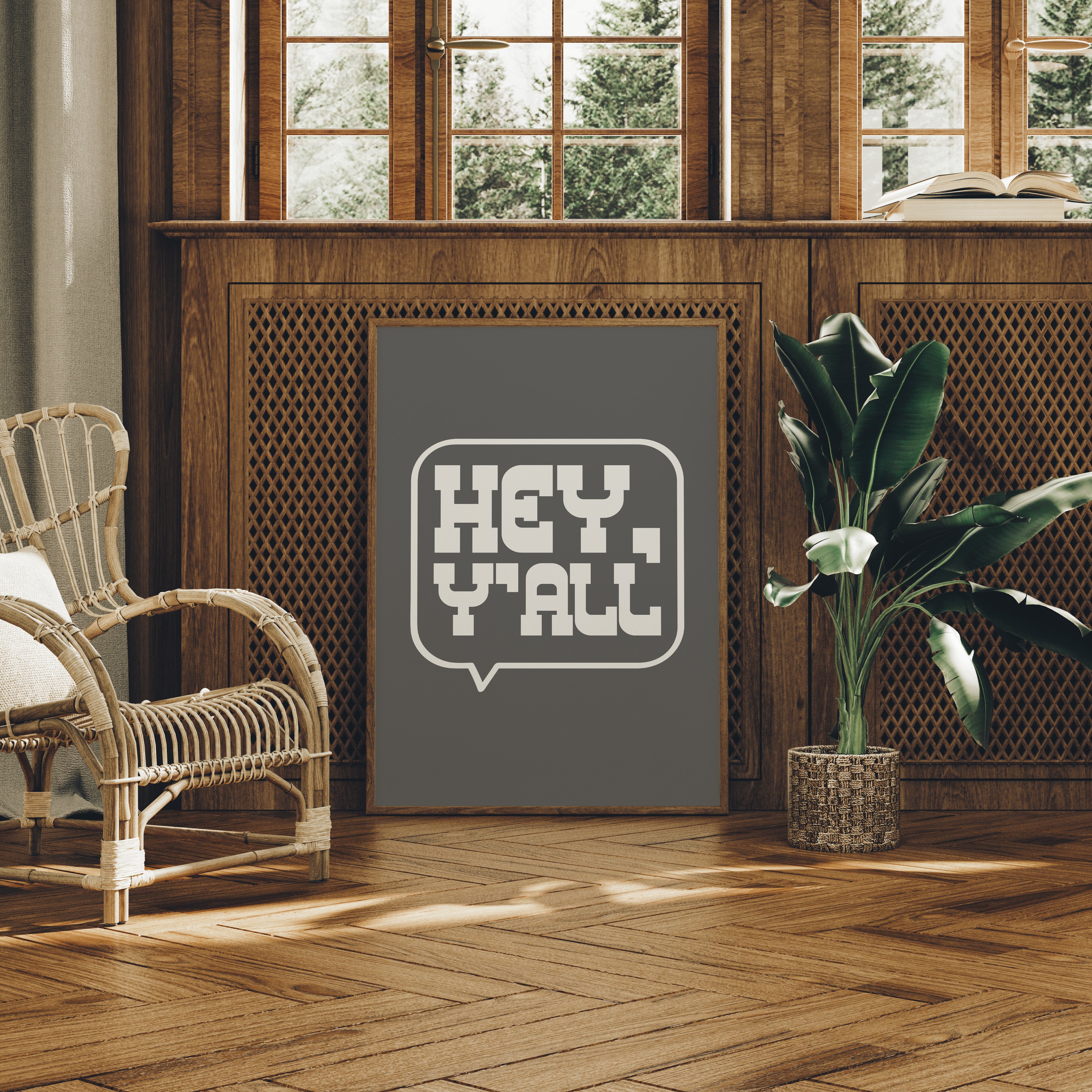 Hey Y All Western Speech Bubble Sign