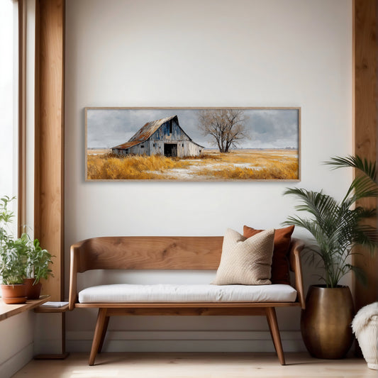 Weathered Barn Beneath Gray Skies