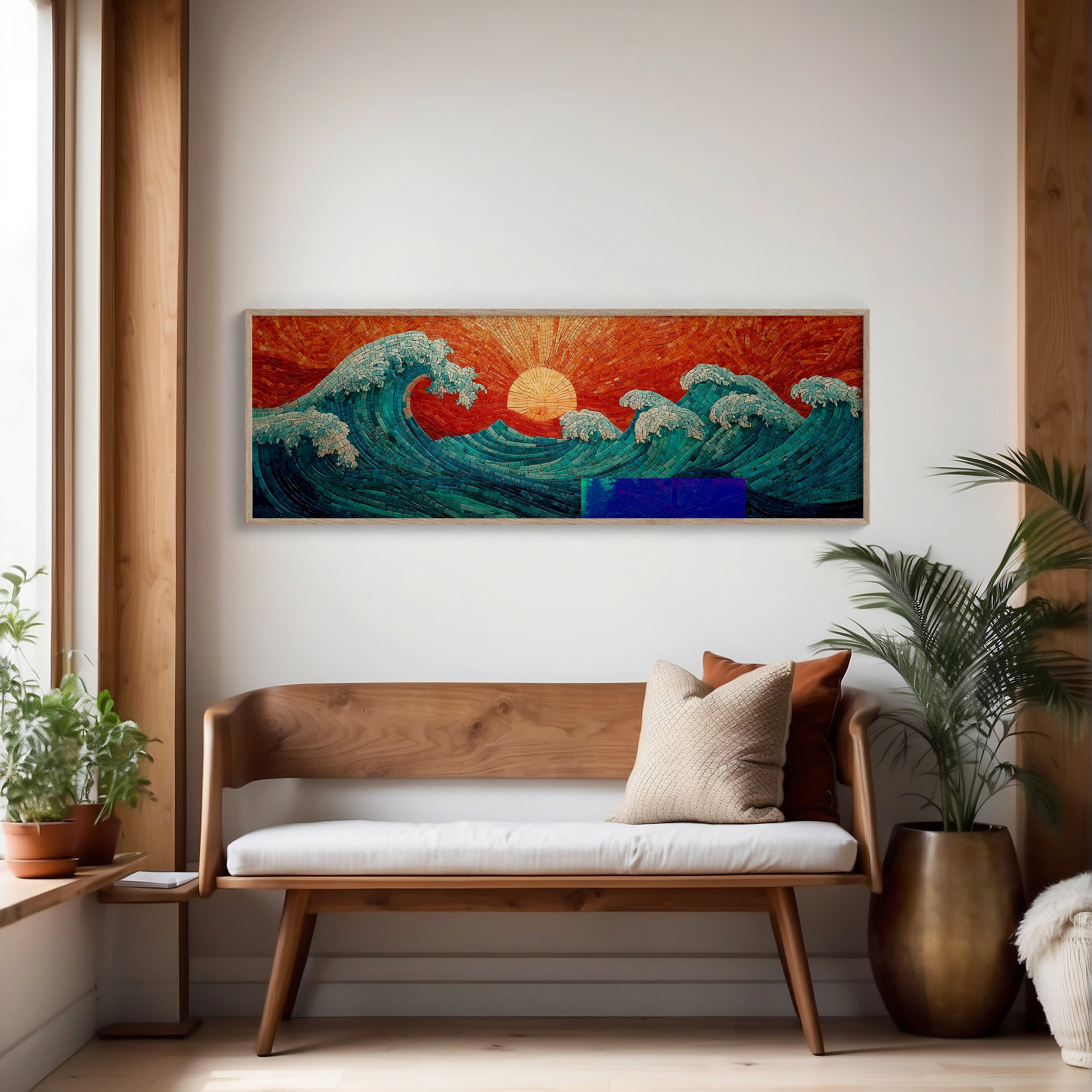 Crimson Sun Over Tiled Tides