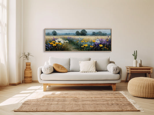 Wildflower Path Through Golden Fields