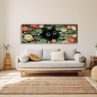 Midnight Cat Among Lotus Blossoms