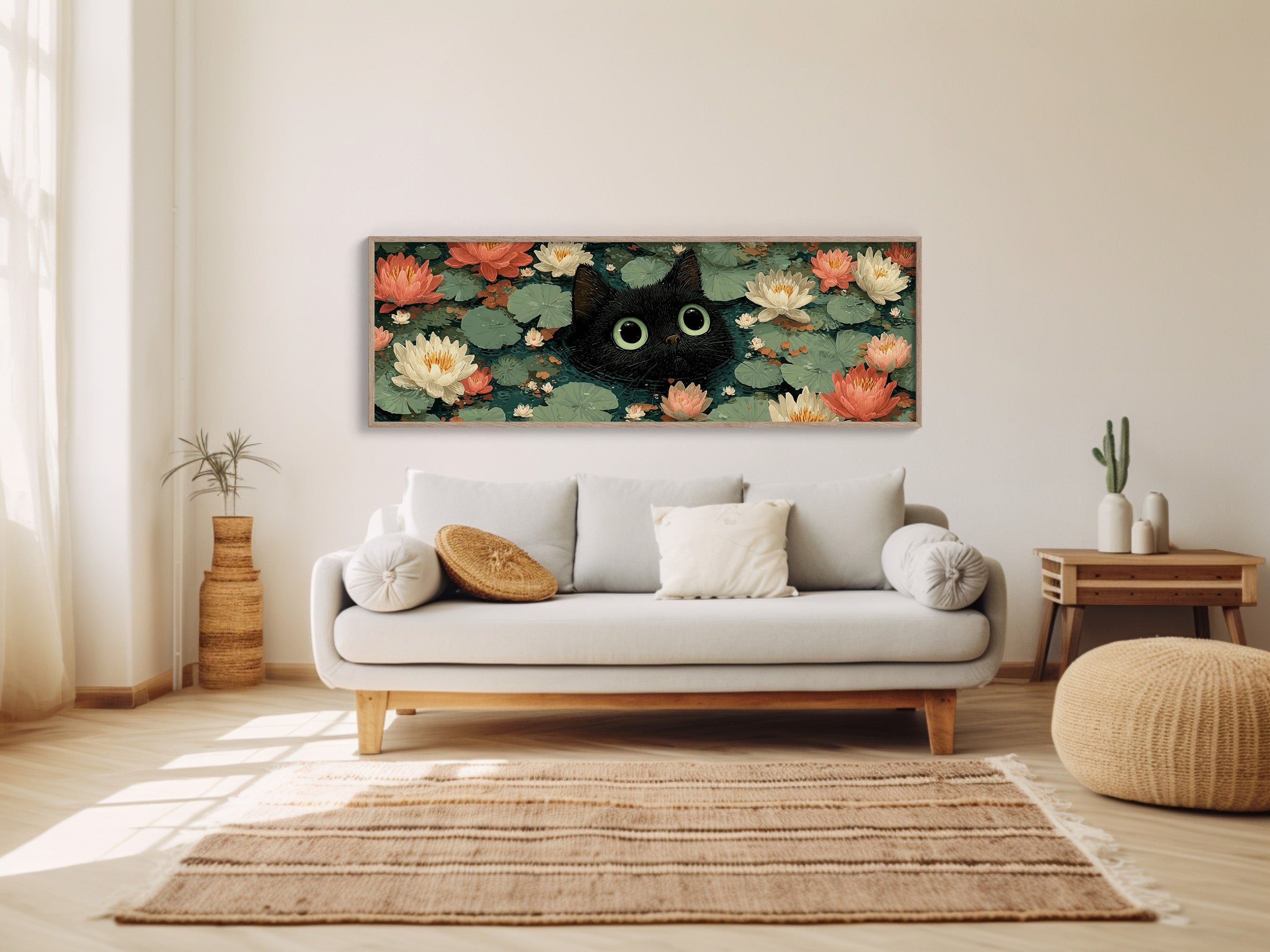 Midnight Cat Among Lotus Blossoms