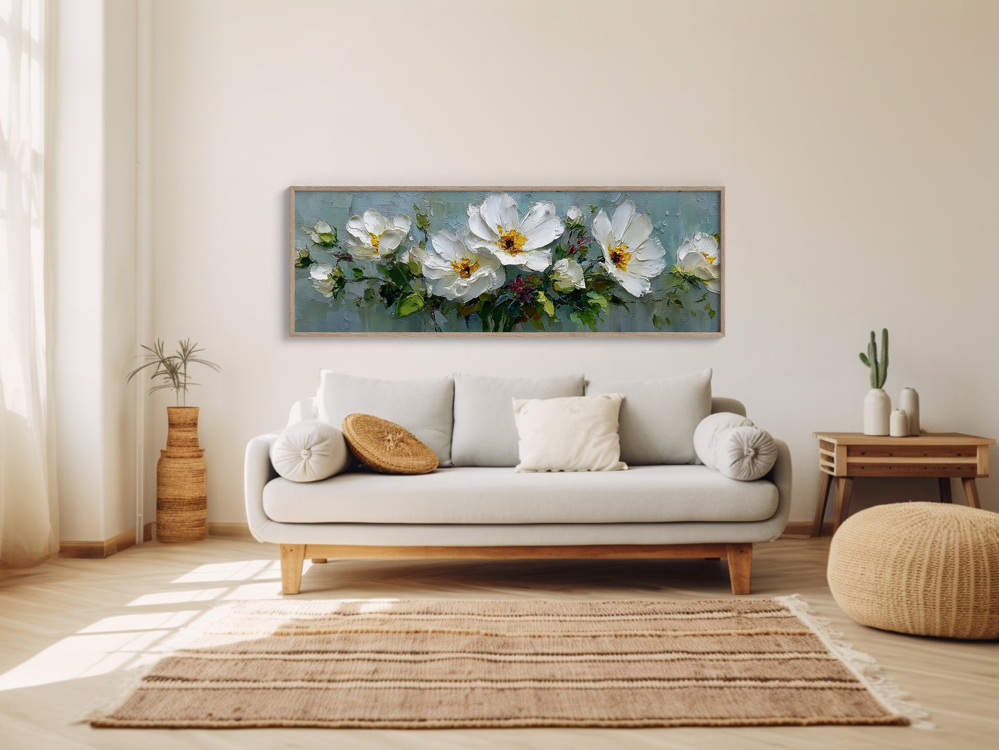 White Garden Blossoms In Soft Relief
