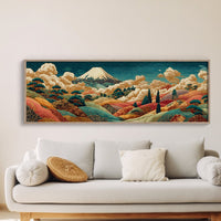 Golden Mount Fuji Over Patterned Hills