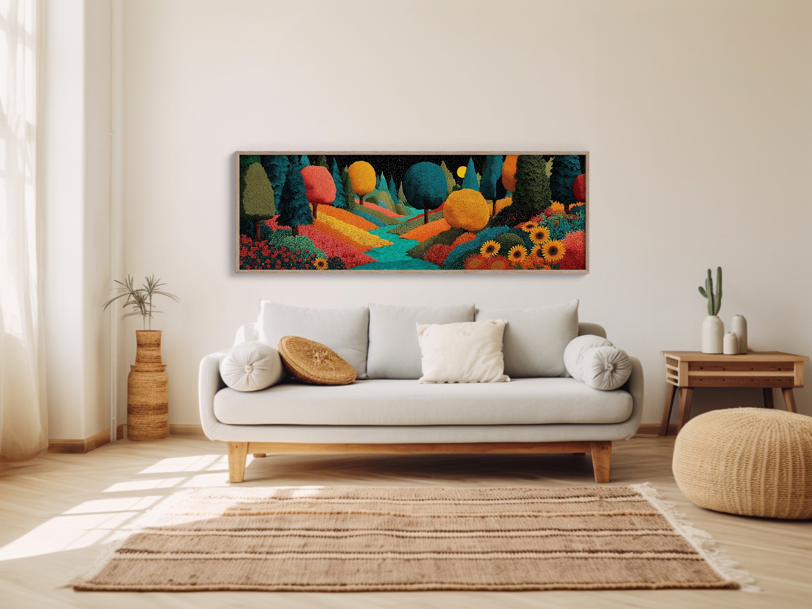 Colorful Dream Forest Under Starry Sky