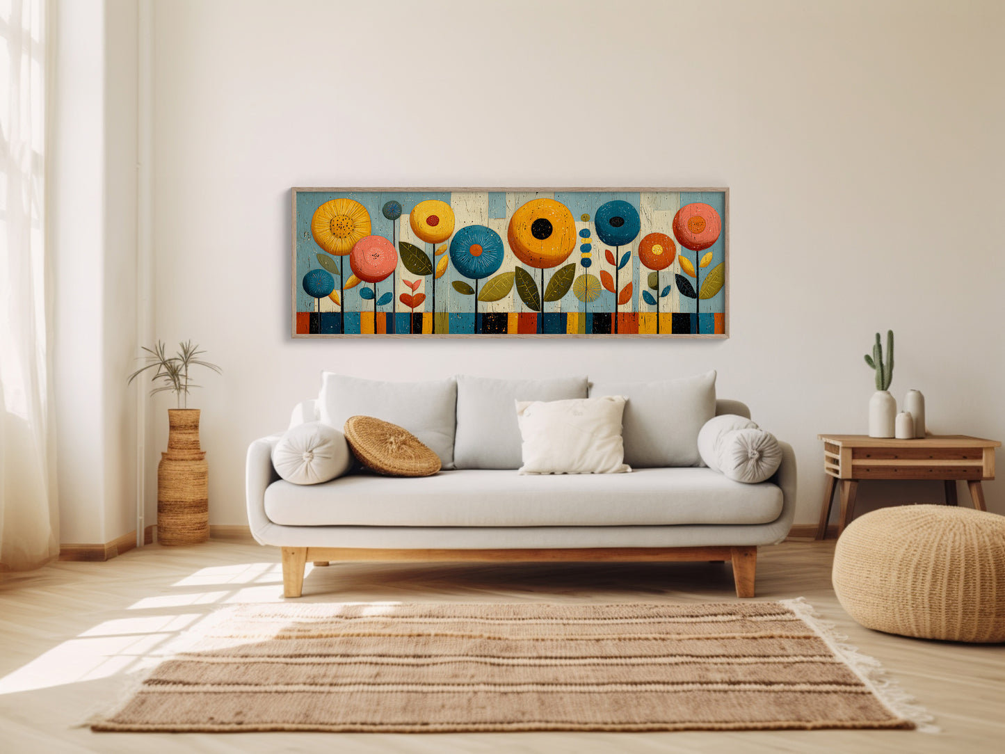Mid Century Floral Garden in Retro Colors
