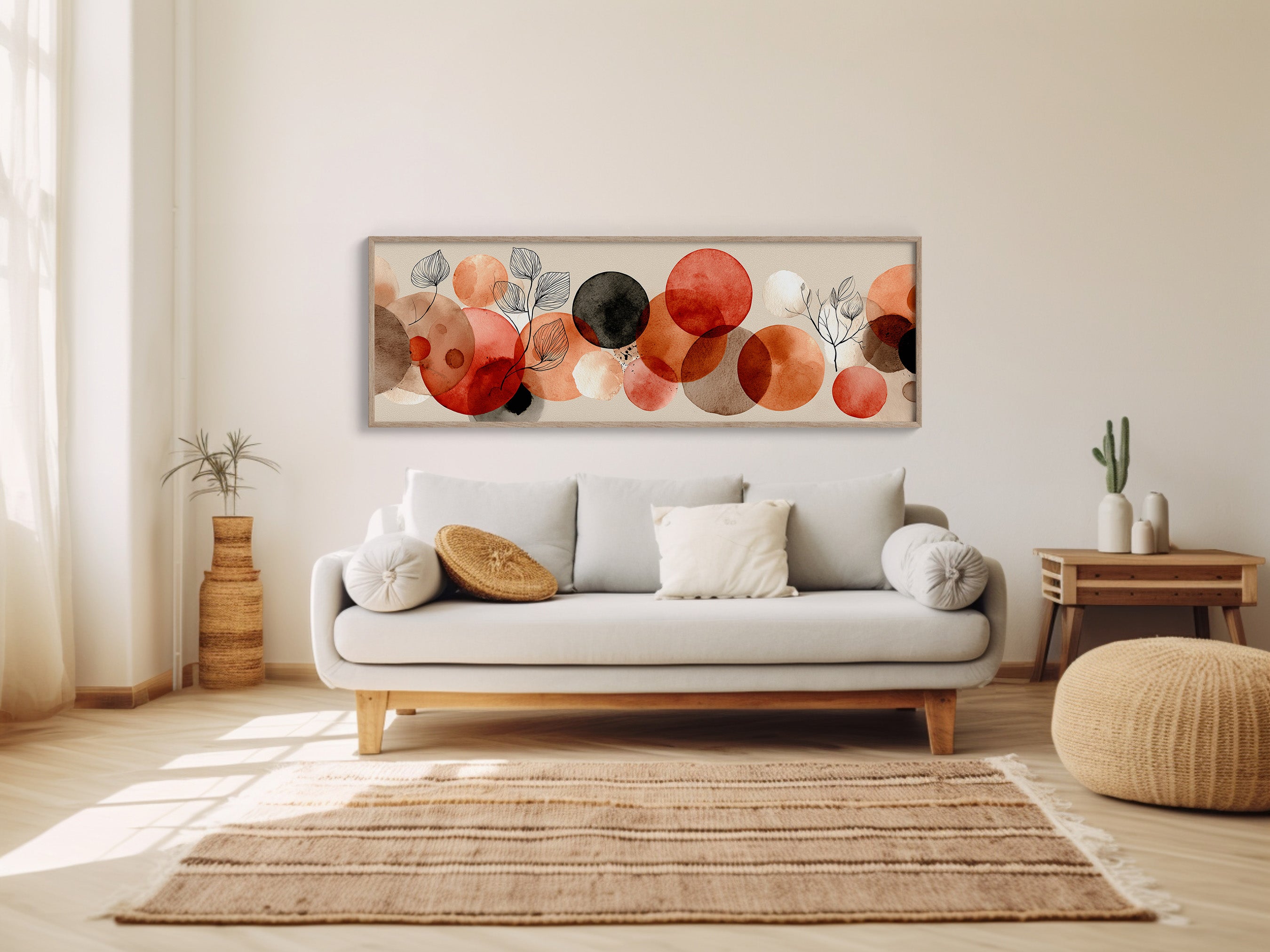 Terracotta Circles and Botanical Line Art