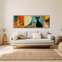 Mid Century Black Cat and Cocktail