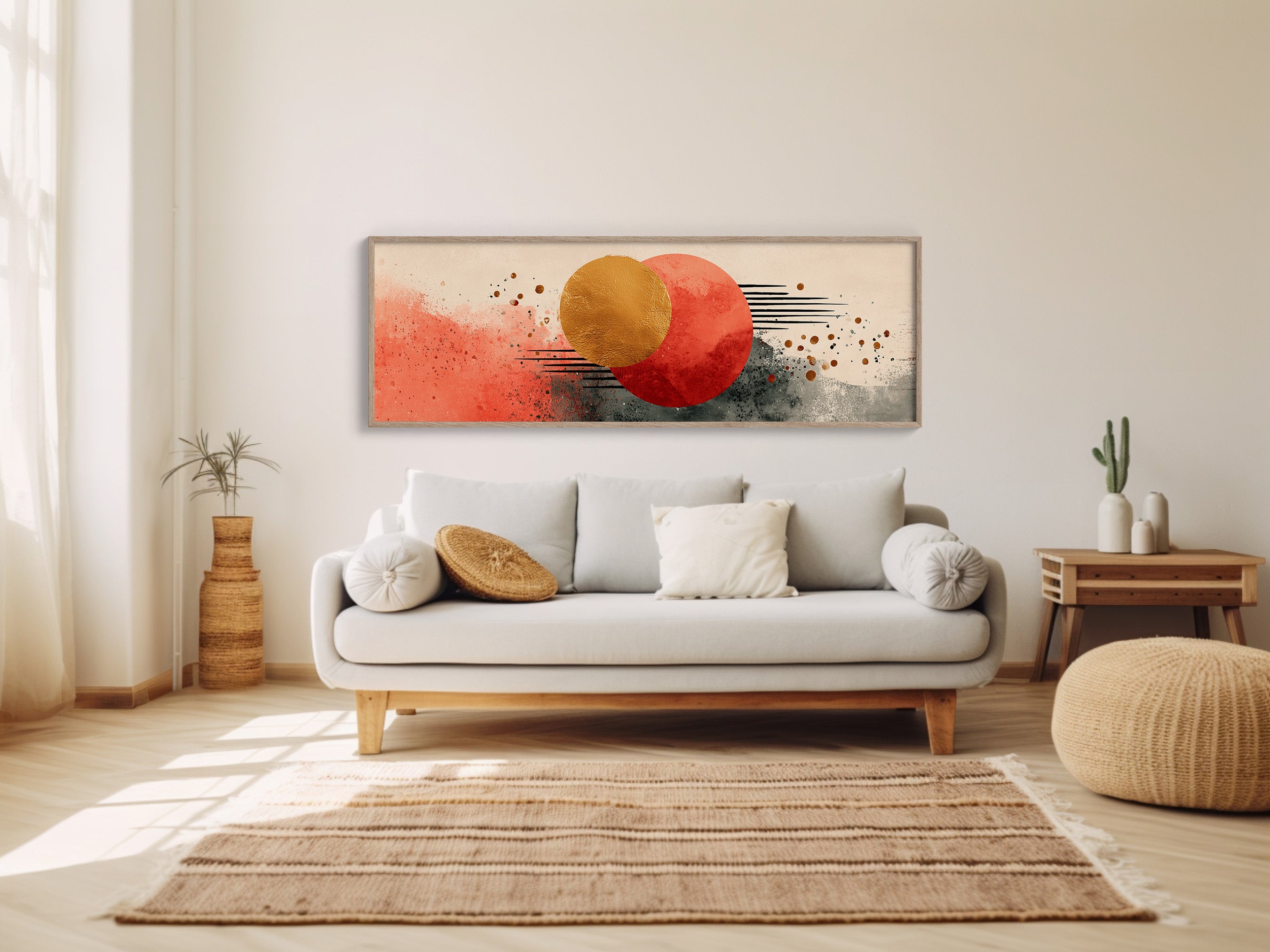 Modern Abstract Red and Gold Circles