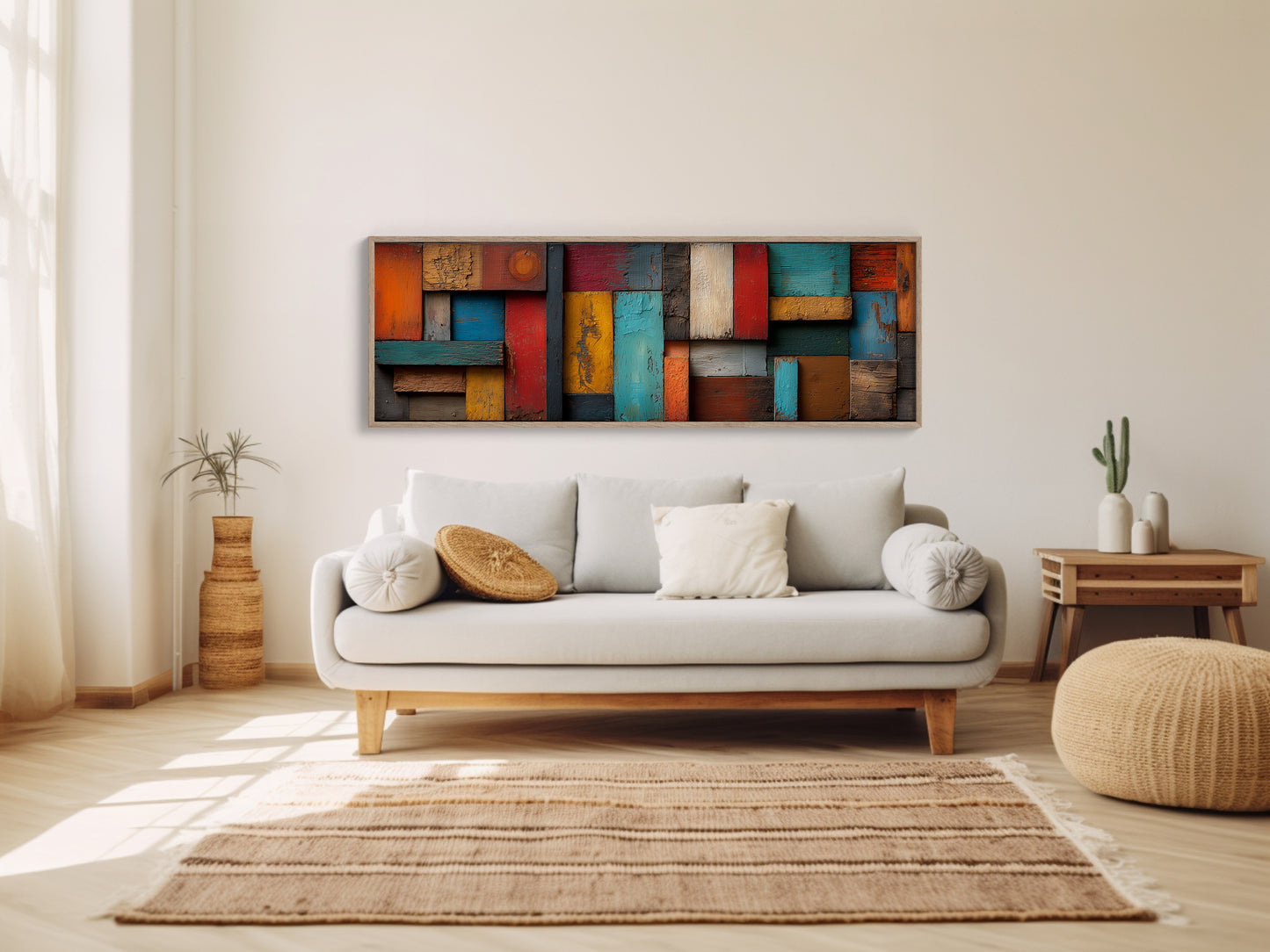Rustic Colorful Wood Plank Abstract