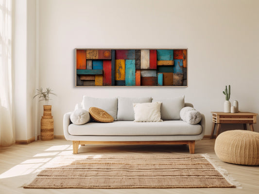 Rustic Colorful Wood Plank Abstract