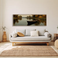 Quiet Boat on Autumn River