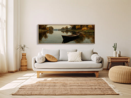 Quiet Boat on Autumn River