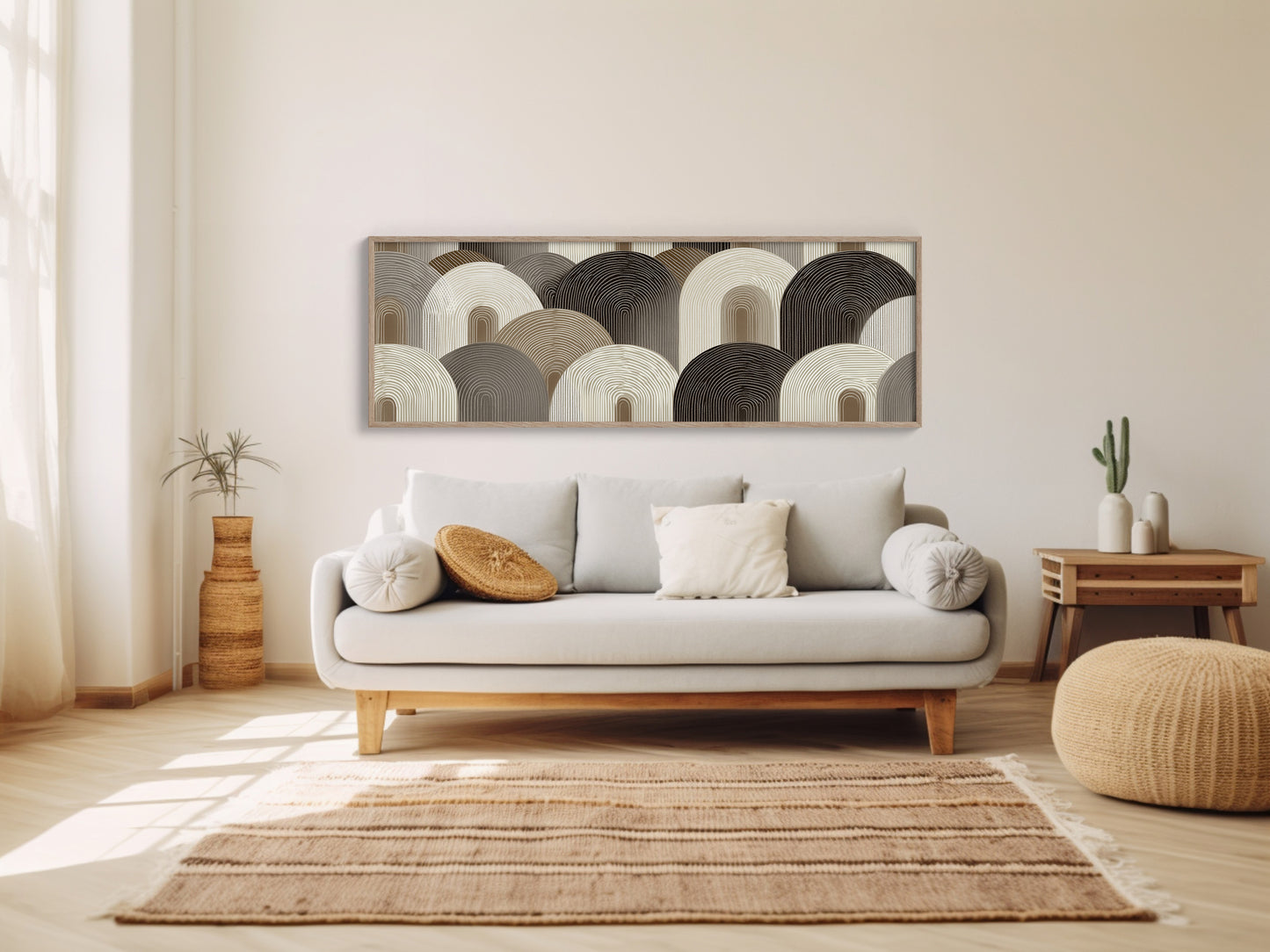 Neutral Geometric Arch Pattern Art