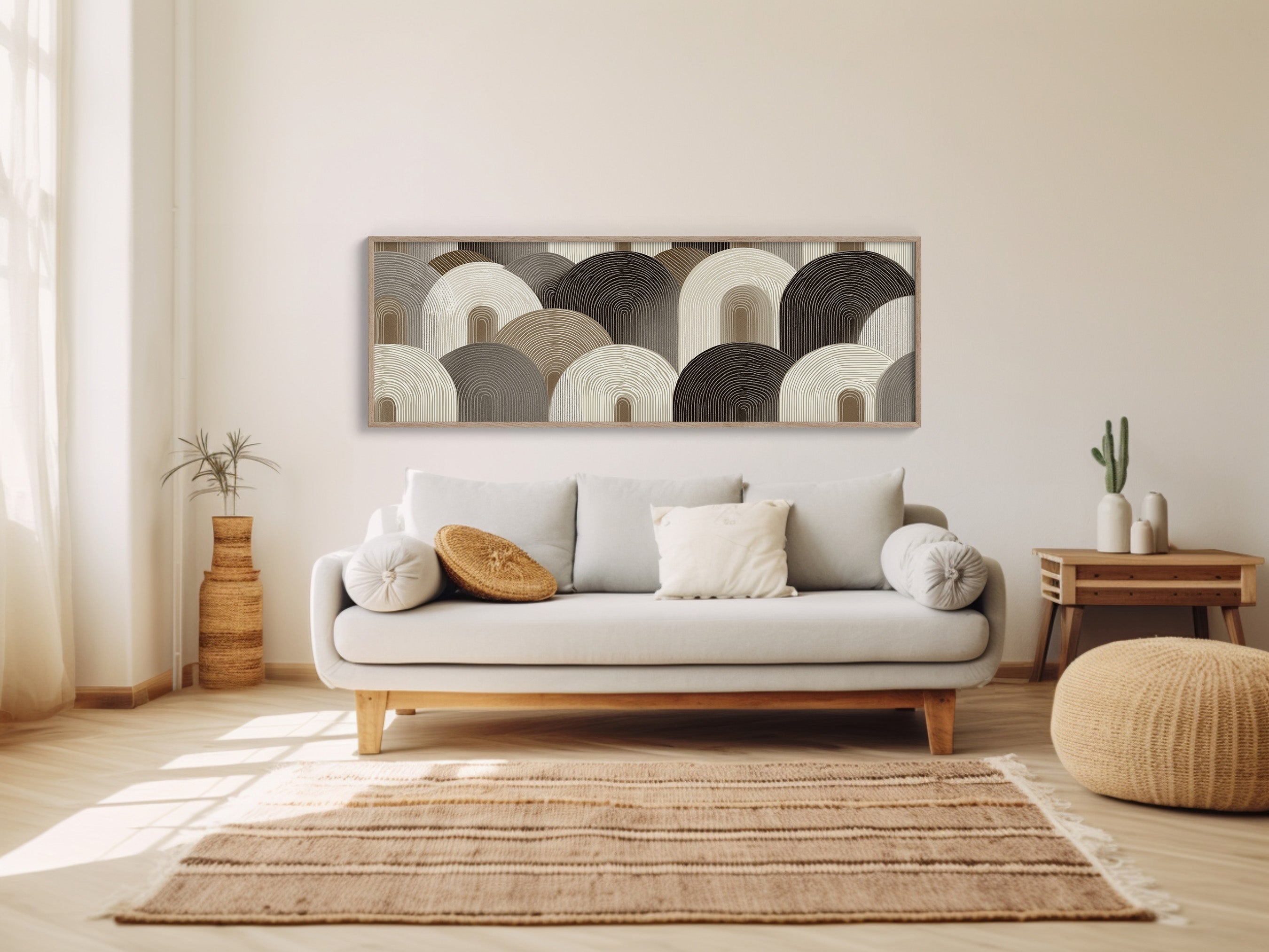Neutral Geometric Arch Pattern Art