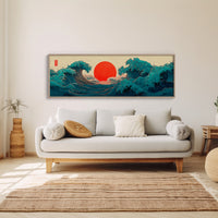Crimson Sun Rising Over Ocean Waves
