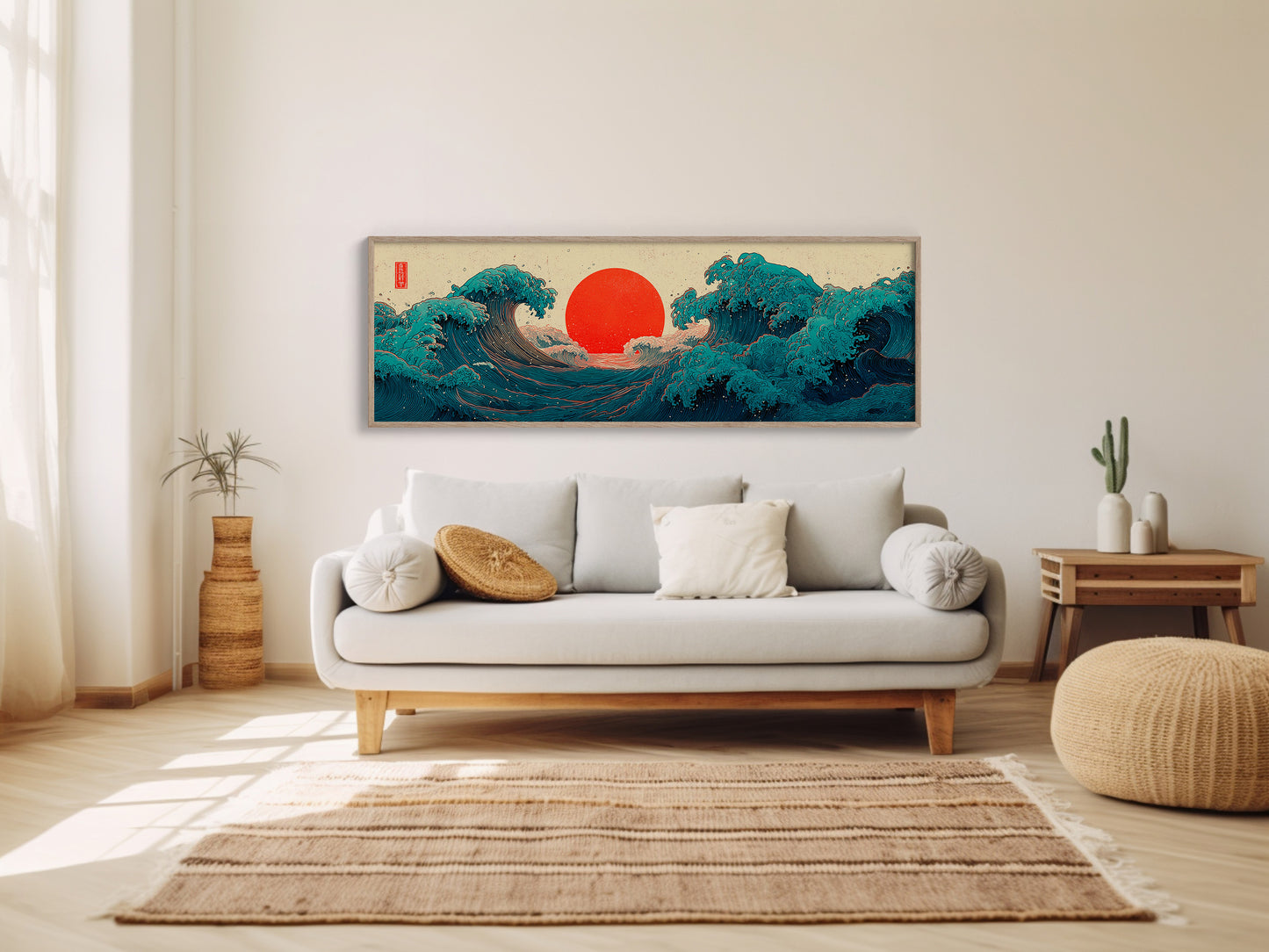 Crimson Sun Rising Over Ocean Waves