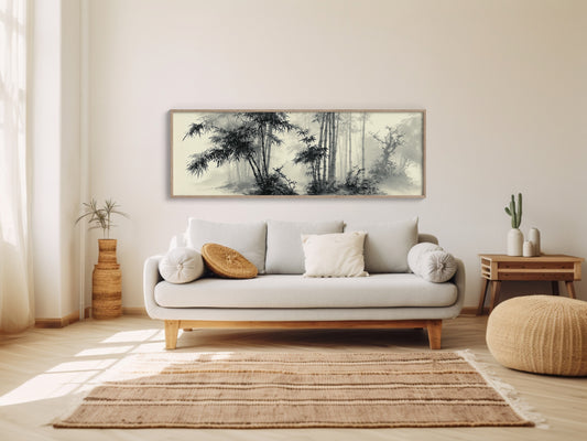 Misty Bamboo Grove Ink Landscape