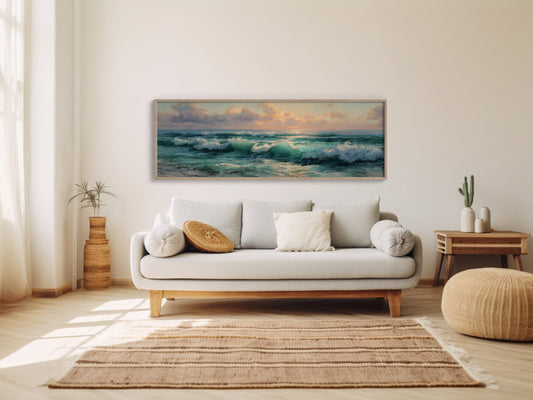 Golden Light Over Rolling Ocean Waves